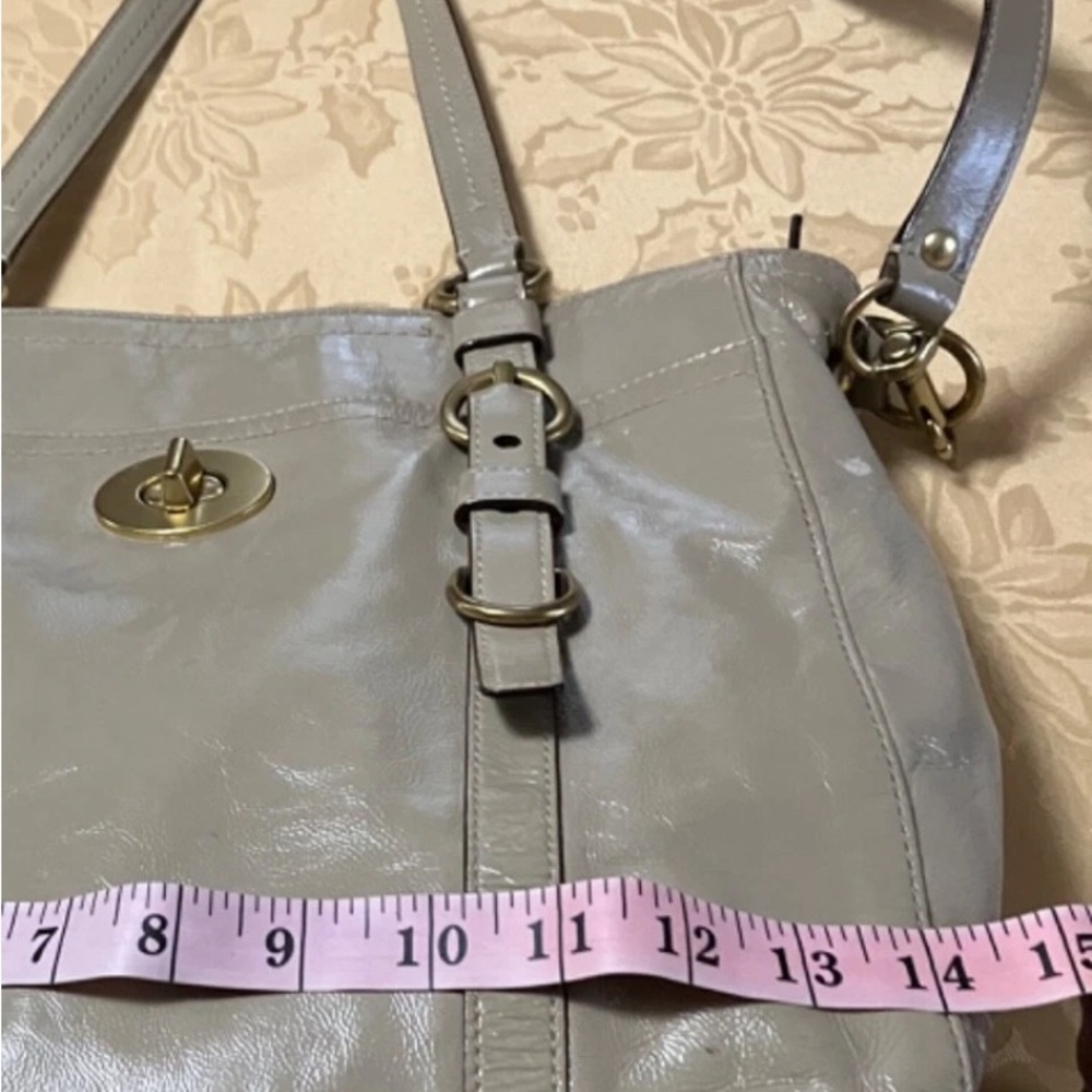 Coach Tan Leather Tote with Gold Accents - Picture 5 of 13